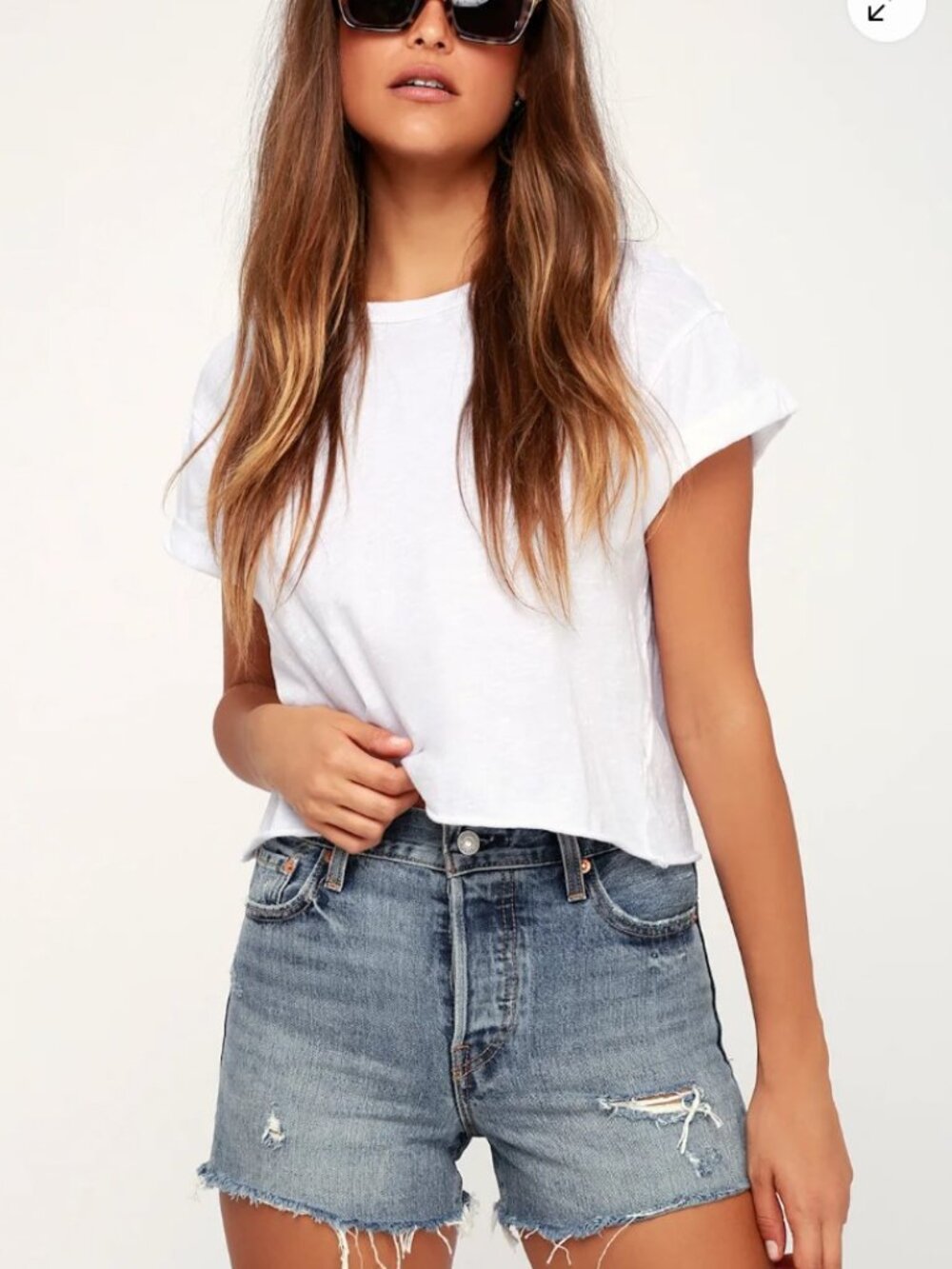 Levi’s Wedgie Fit Distressed Denim Cutoff Shorts - Picture 5 of 13